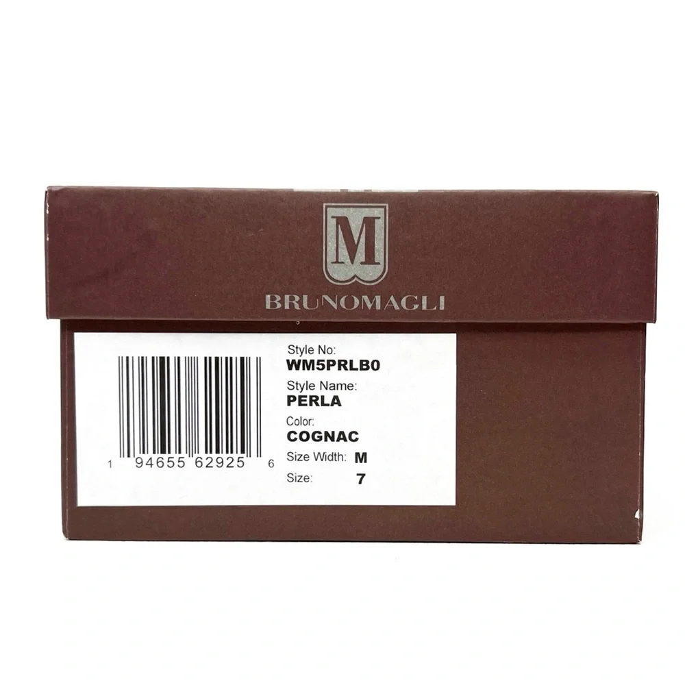 Bruno Magli Perla Leather Sandal Cognac Leather Womens Size 7 Espadrille New NWT